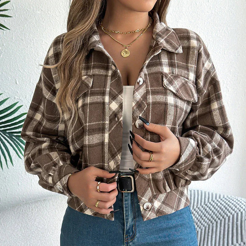 Womens Button Down Shirts Jacket Long Sleeve Plaid Shackets Business Casual Blouse Top Meifu Market