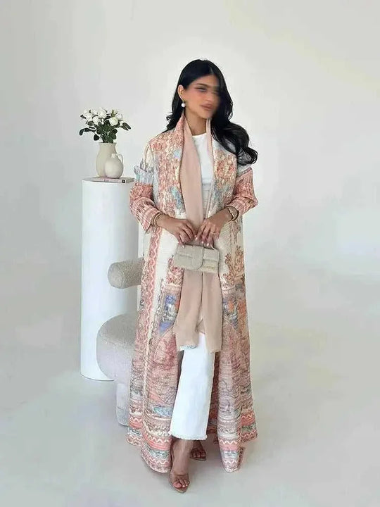 plus-size abaya robe | long cardigan coat | breathable cotton fabric | ultrasonic cleaning