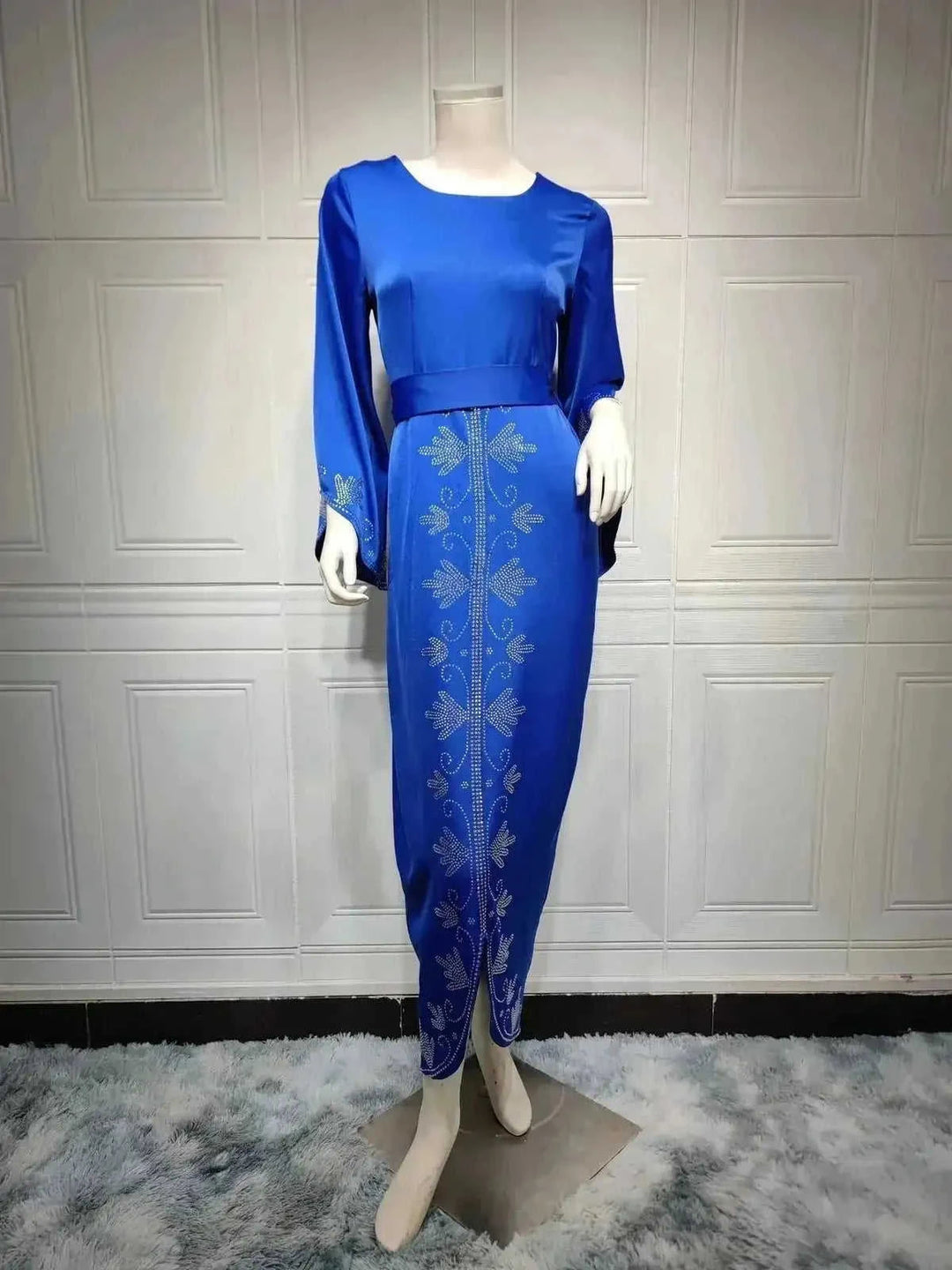 soft satin evening gown | floor-length dubai robe | luxury satin maxi dress | energy saving