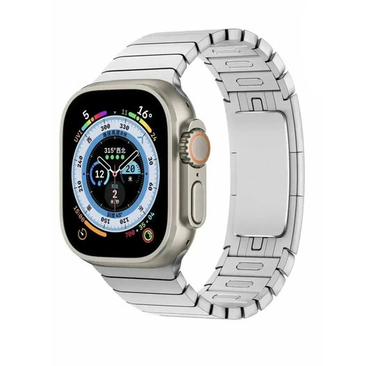 Bow Buckle Metal Smartwatch Band - Stainless Steel Strap for Apple Watch Series 8/7/6/SE - Premium iWatch Replacement Band - Meifu Market