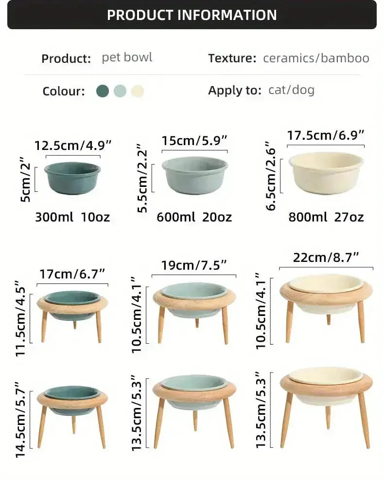 adjustable height pet bowl | ceramic cat food bowl set | elevated wooden pet feeder | ultrasonic cleaning