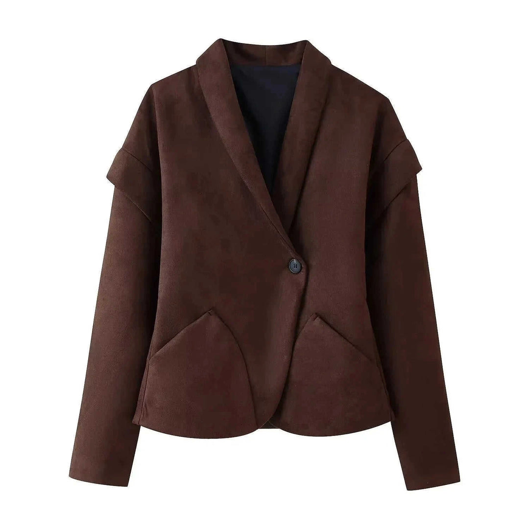 suede blazer jacket | single button closure | slim fit suit jacket | ultrasonic cleaning