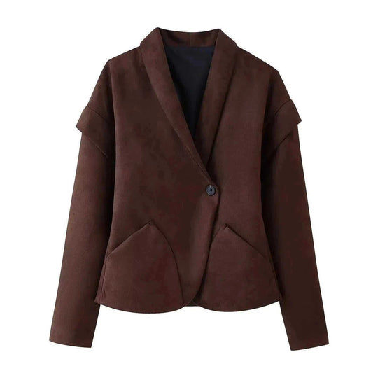 suede blazer jacket | single button closure | slim fit suit jacket | ultrasonic cleaning