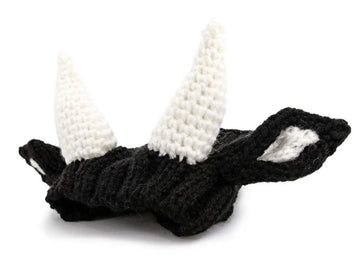 Black Cow Thermal And Windproof Halloween Knitted Jarre Aero Bull Dog Hat