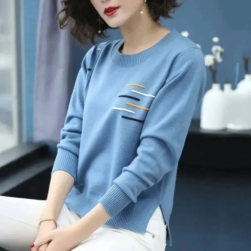 loose fit knit sweater | soft acrylic blend sweater | long sleeve pullover women | ultrasonic cleaning