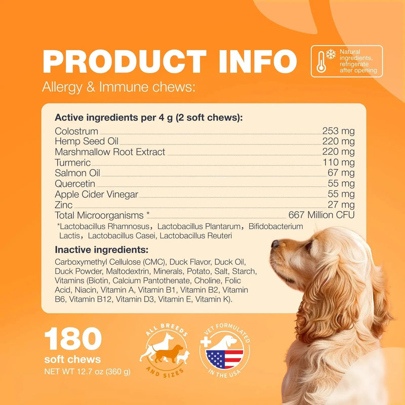 Dog Allergy Relief Chews Itch Relief For Dogs Anti Itch Dog Allergy Chews US Formulated Dog Itching Skin Relief With Salmon Oil Immune Health Seasonal Allergies & Hot Spots Support Treats Meifu Market