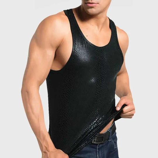 Men's Casual 3D Snake-Print Fitted Vest L - styled where to buy men's fitted snake print casual vest photo