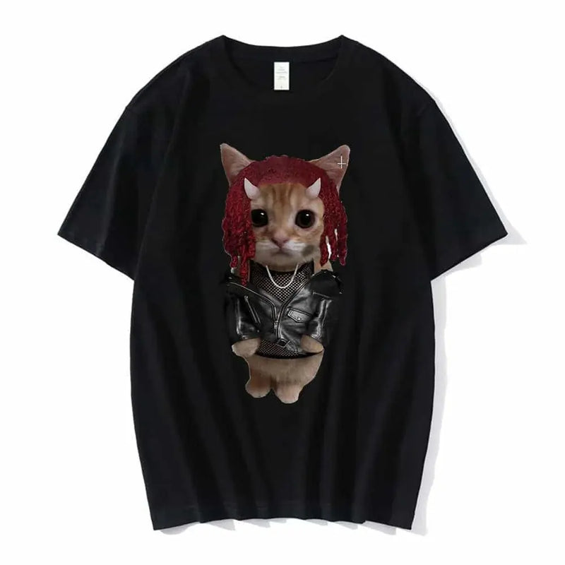 sad crying cat t-shirt | munchkin kitty graphic tee | soft cotton cat meme shirt | energy saving