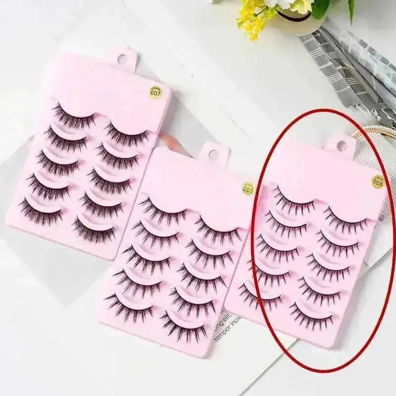 5 Pairs Manga Lashes New Arrival Anime Cosplay Natural Wispy Korean Makeup Artificial False Eyelashes - side view