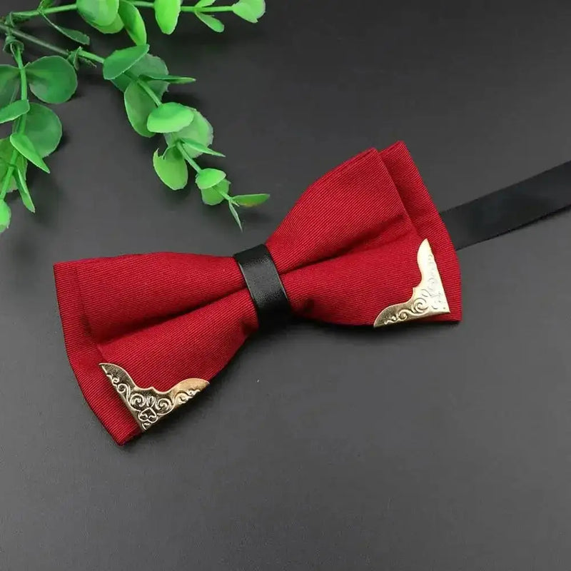 metal bow tie for men | double layer polyester bowtie | adjustable neck strap bow tie | energy saving