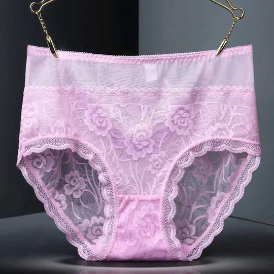 High Waist Hollow-out Lace Sexy Ladies Panties Breathable Traceless Sheath Cotton Stall Meifu Market