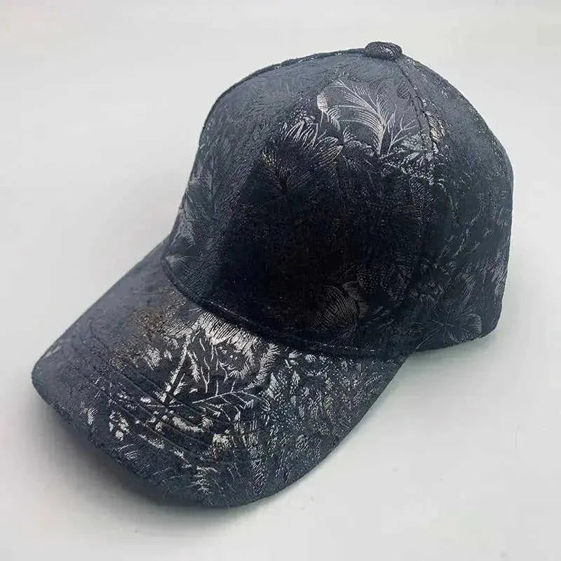 Korean Style Pure Leather Printing Baseball Caps 56to60cm - scale comparison view