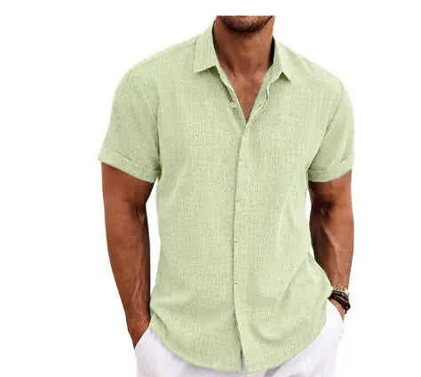 Men's Linen Short Sleeved T-shirt Loose Fitting 3XL - size and dimension reference