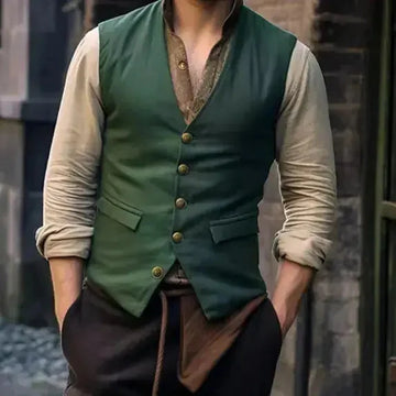 Autumn And Winter Suit Vest Man Retro European Single-breasted Casual