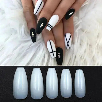 long coffin shaped nails | 500 piece nail kit | transparent press on nails | energy saving
