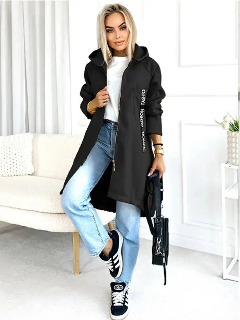 Hooded Sports Brushed Hoody Casual Long-sleeved Zipper Jacket - best casual long-sleeved zipper jacket for light workouts