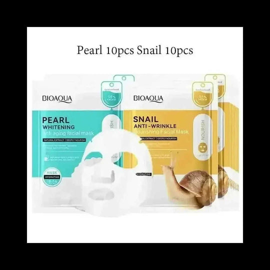 20pcs BIOAQUA Snail Hyaluronic Acid Face Mask skincare Moisturizing Anti Wrinkle Whitening Facial Masks Face Skin Care...