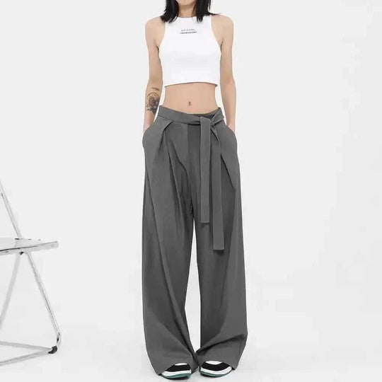 stretchable wide-leg trousers | high-waisted casual pants | breathable fabric womens trousers | energy saving