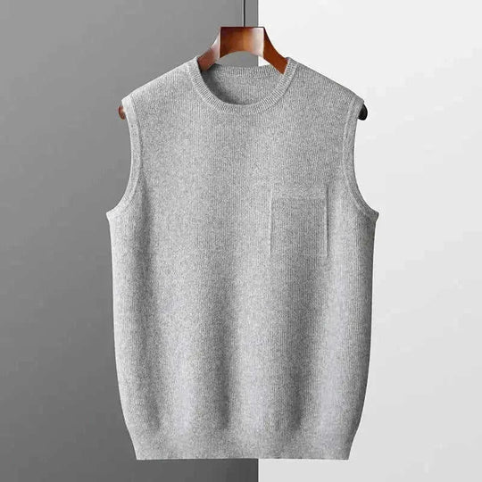 jacquard knit vest for men | merino wool blend pullover | slim fit business vest | energy saving