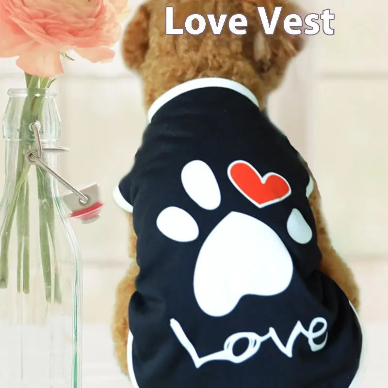 Pet Dog Printed Love Short Sleeve Top Meifu Market