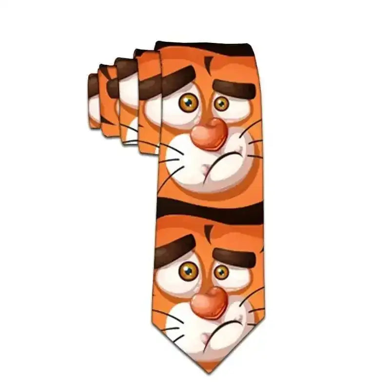 d cartoon animal print ties | polyester slim necktie | adjustable length tie | energy saving