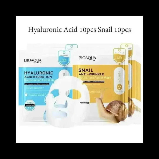 20pcs BIOAQUA Snail Hyaluronic Acid Face Mask skincare Moisturizing Anti Wrinkle Whitening Facial Masks Face Skin Care...