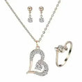 rhinestone heart pendant set | sterling silver jewelry set | cubic zirconia heart necklace | energy saving