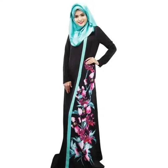 ethnic print maxi dress | long sleeve swing dress | 3d pattern zipper dress | ultrasonic cleaning