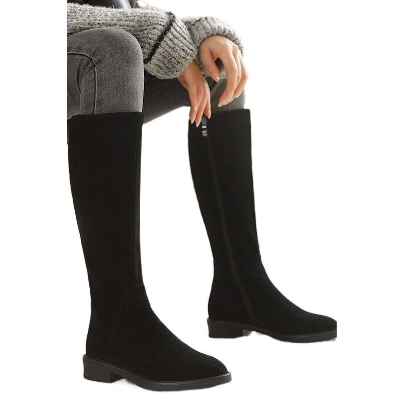 Women's Solid Color Fashion Frosted Long Martin Suede Boots Meifu Market