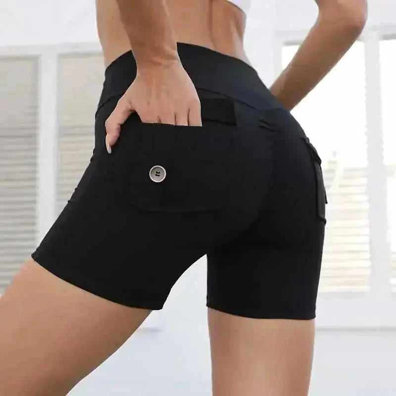 high-waisted compression shorts | quick-dry nylon fabric | 4-way stretch material | energy saving