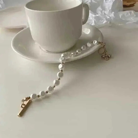 natural stone pendant bracelet | genuine pearl jewelry for women | adjustable bracelet length | energy saving