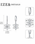 Sterling Silver Zirconia Snowflake Leverback Dangle Drop Earrings Jewelry