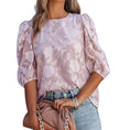 Women's Puff Sleeve Chiffon Loose Top Flower Texture Shirt Meifu Market