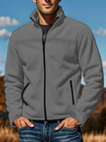 windproof polar fleece jacket | thermal insulated mens coat | outdoor hiking fleece | ultrasonic cleaning