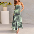 summer striped maxi dress | backless beach dress with pockets | square neck long dress | energy saving