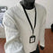 Retro Twist Round Neck Sweater Loose Casual Sweater - view 7 (material: polyester | color: white, navy | pattern: check)