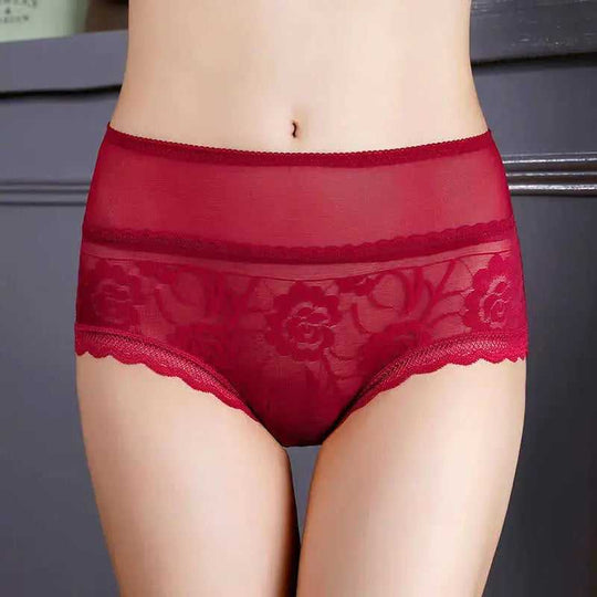 High Waist Hollow-out Lace Sexy Ladies Panties Breathable Traceless Sheath Cotton Stall Meifu Market