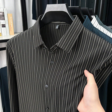 Spring And Autumn New Vertical Striped Shirt Men Meifu Market