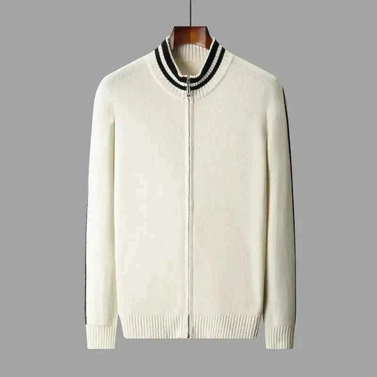 half-zip knitted sweater | slim-fit mens sweater | merino wool blend | energy saving