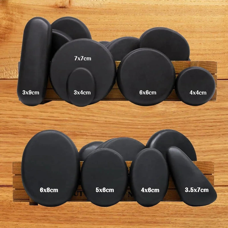 hot stone massage heater box | portable basalt stone set | electric stone warmer with timer | ultrasonic cleaning