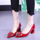 All-match Fashion Patent Leather Women's Shoes Shallow Mouth Pointed Mid Heel Women's Shoes - close-up detail (material:...