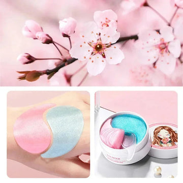 sakura collagen eye patches | 60 piece eye mask set | anti dark circles treatment | ultrasonic cleaning