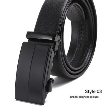 Men's Fashion Automatic Buckle Litchi Pattern Belt meifu market
