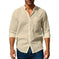 long sleeve stand collar shirt | mens casual shirt with pockets | cotton linen blend shirt | ultrasonic cleaning