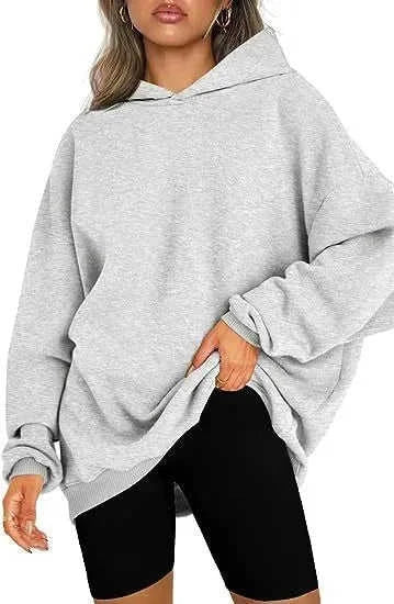 oversized hooded pullover | fleece lined hoodie | long sleeve loose sweater | energy saving