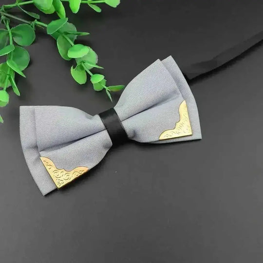 metal bow tie for men | double layer polyester bowtie | classic butterfly neckwear | ultrasonic cleaning