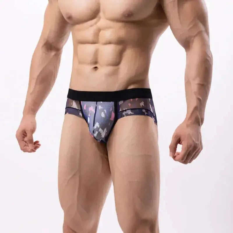 Men's Double-Layer Mesh Briefs Breathable Color Block Underwear Meifu Market