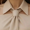 Women's Solid Color Long Sleeve Shirt With Tie And Lapel Collar, Casual & Elegant Blouse For Office And Formal Wear Meifu Market