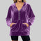 Loose Long Sleeve Zipper Pocket Pleuche Top Women Purple - main product image
