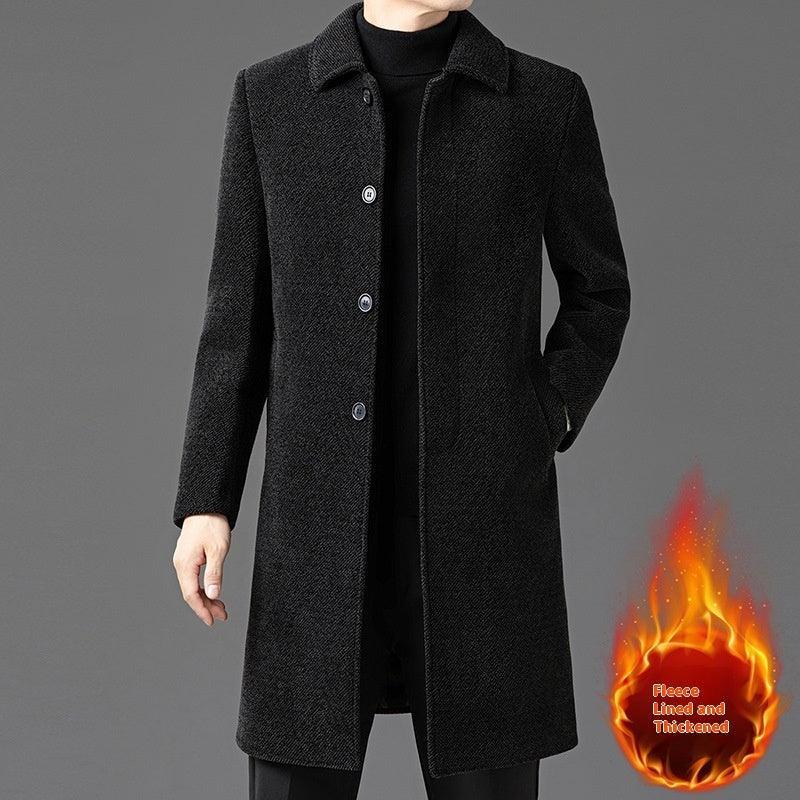 Temperament Lapel With Velvet Men's Woolen Coat Meifu Market